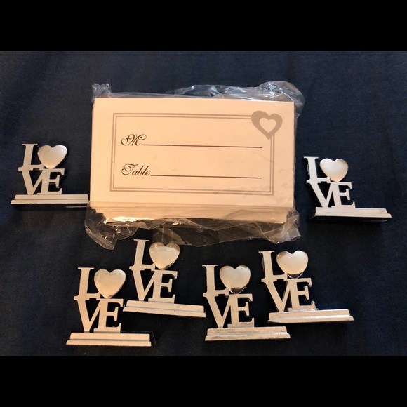 Chrome LOVE Place Card Holders - Picture 2 of 3